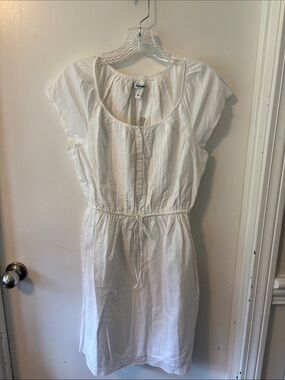 Old Navy White Cotton Button-Front Tie-Waist Dress